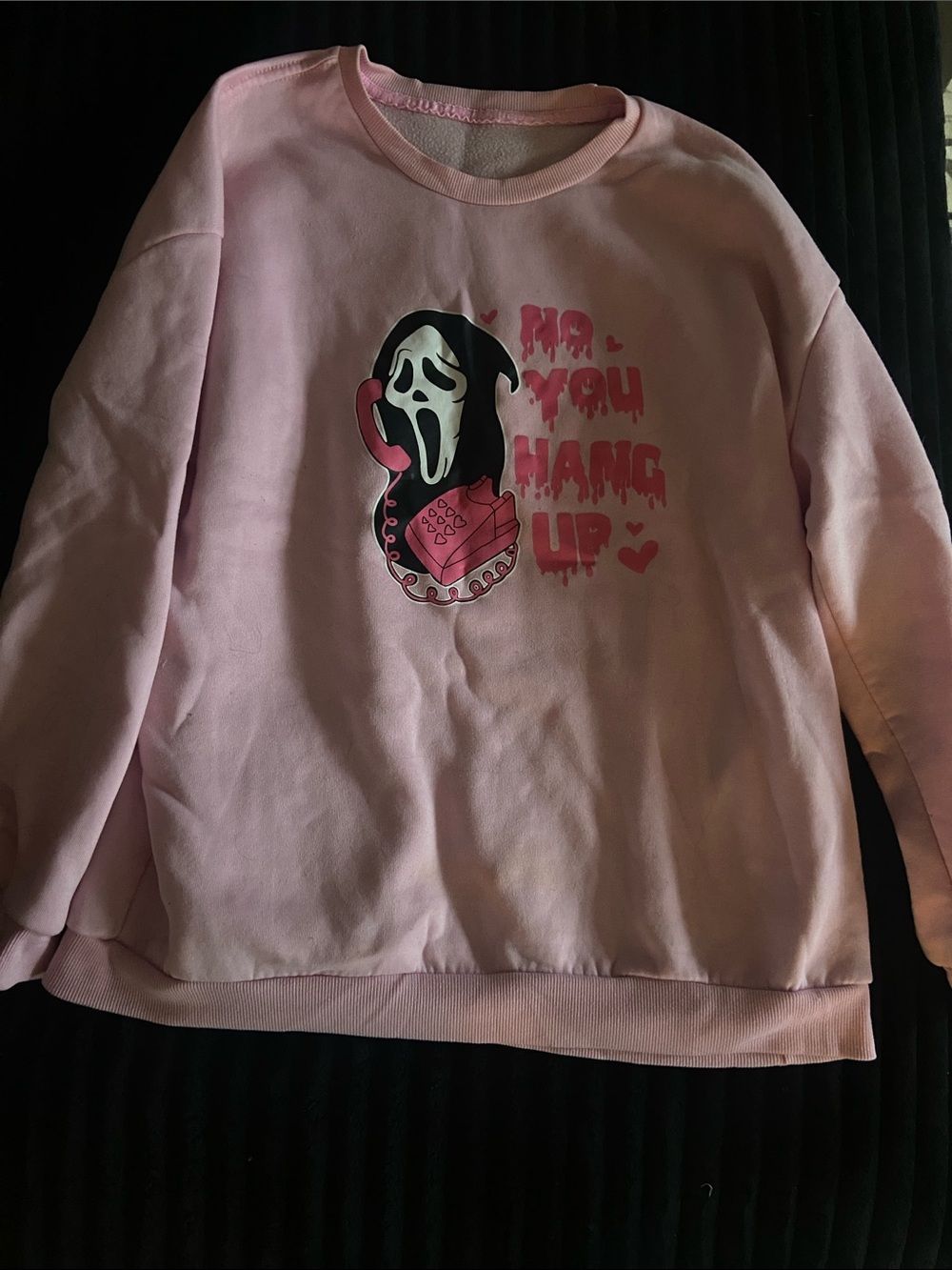 Pink Graphic Crewneck Sweatshirt - 'Do You Hang Up'